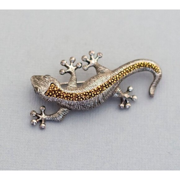 Dazzling silver and gold tone gecko vintage brooch made by Liz Claiborne (C6) - Picture 1 of 2